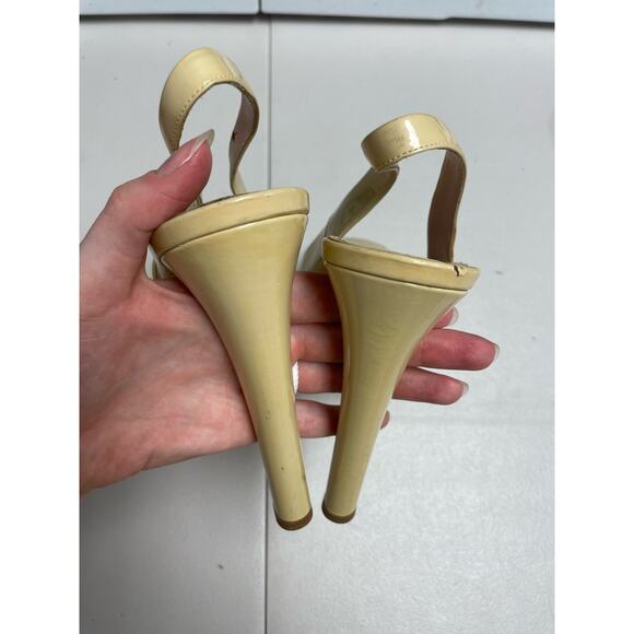 MIU MIU Patent Peep Toe Platform Slingback Pumps Light Beige Women's 39.5 US9.5 - Picture 4 of 13